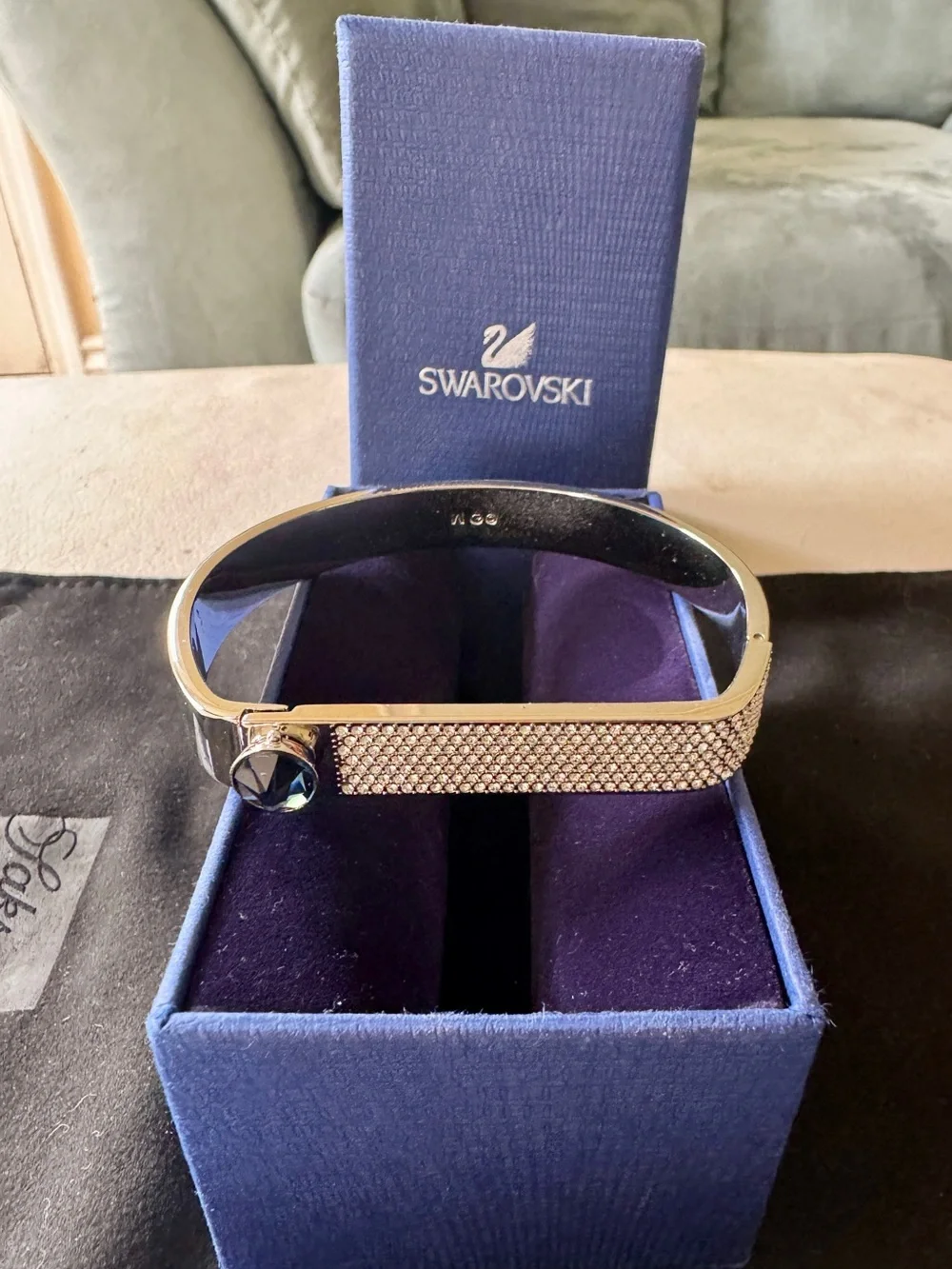 Swarovski Pavé Crystal Bangle with Blue Crystal Accent